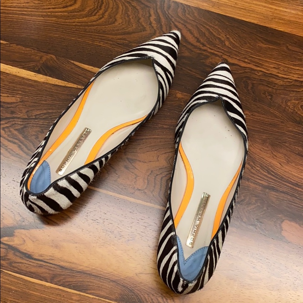 🦓 Sophia Webster Zebra luxurious calf hair flats!